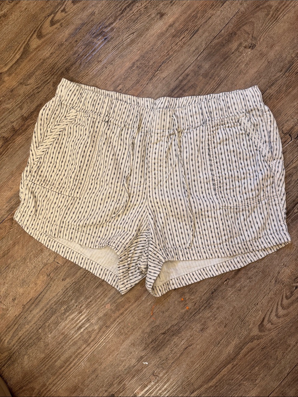 Old Navy Cream and Black Striped High-Waist Women's Shorts
